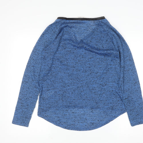 Miss Selfridge Women Blue V-Neck Long Sleeve Knit Pullover Jumper Size 10