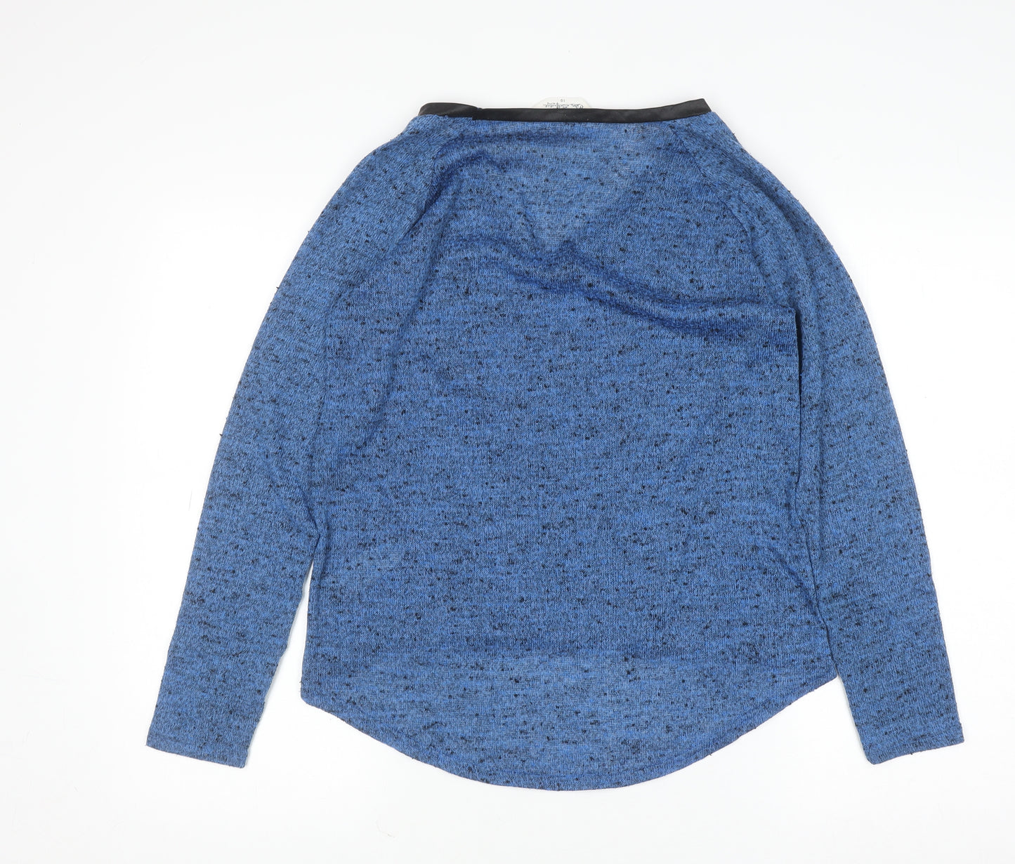 Miss Selfridge Women Blue V-Neck Long Sleeve Knit Pullover Jumper Size 10