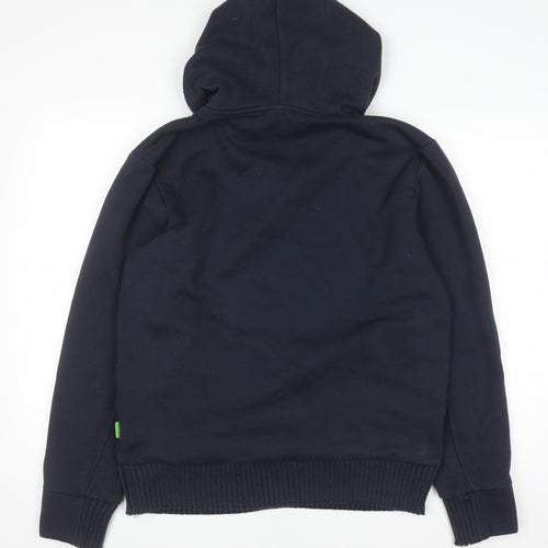 Hugo Boss Men's Blue L 1/2 Zip Hoodie with Red Trim
