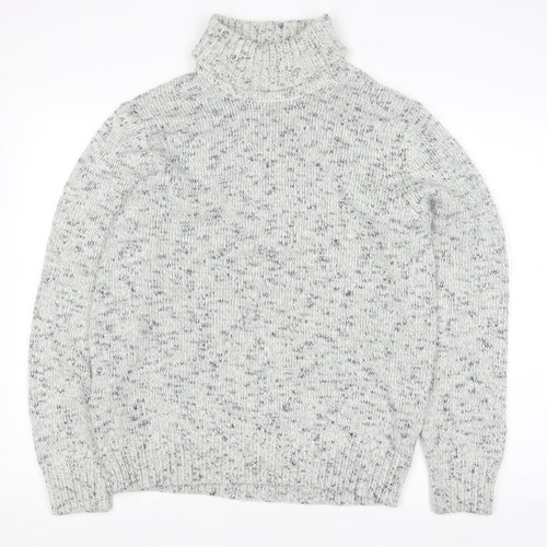 Marks and Spencer Women’s Grey Roll Neck Wool Blend Chunky Knit Jumper M