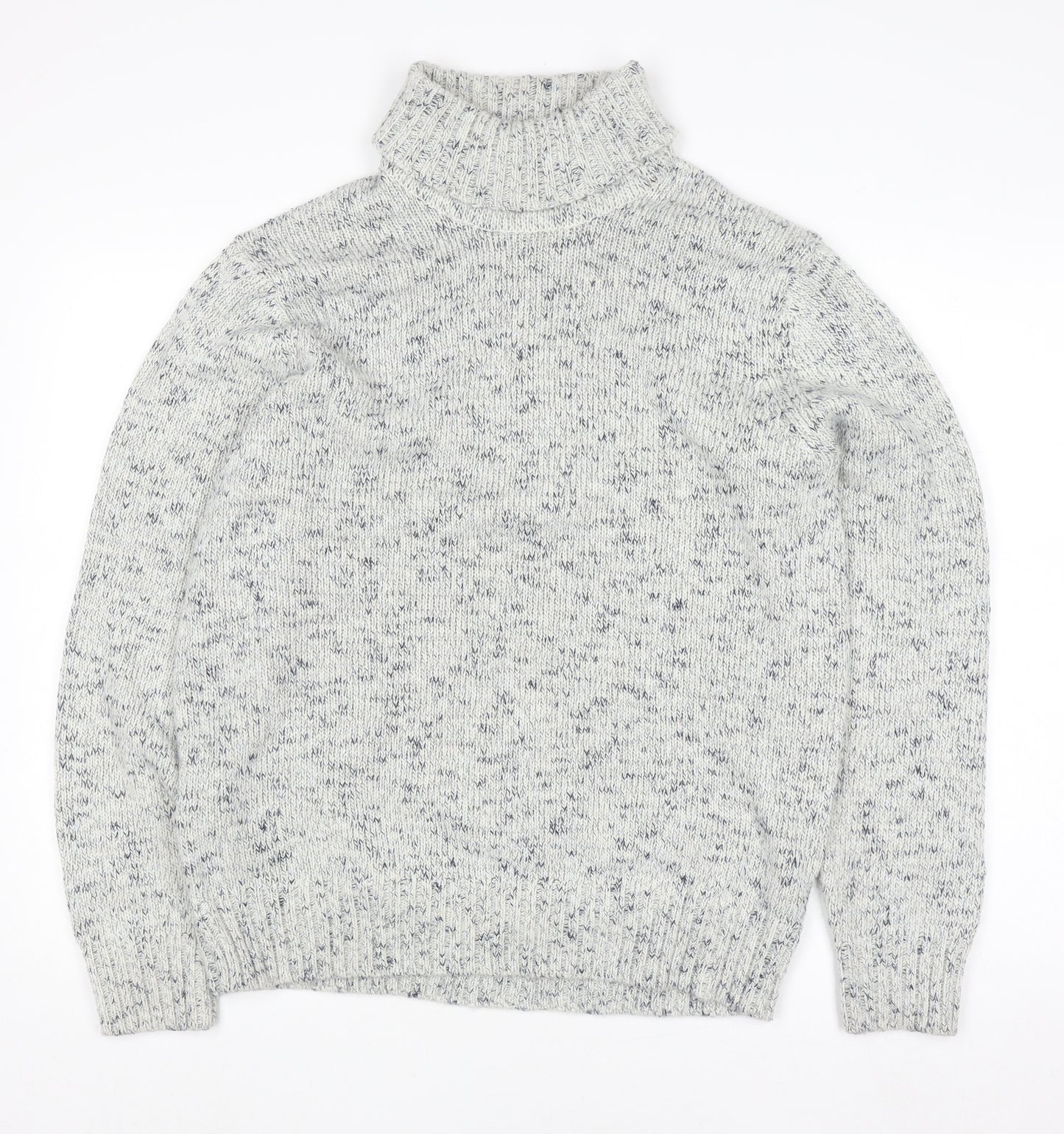 Marks and Spencer Women’s Grey Roll Neck Wool Blend Chunky Knit Jumper M