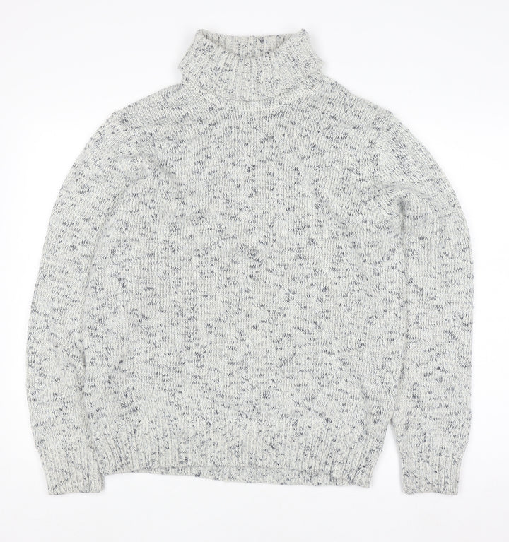 Marks and Spencer Women’s Grey Roll Neck Wool Blend Chunky Knit Jumper M