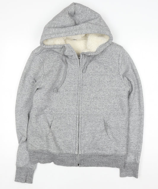 Uniqlo Mens Grey Full Zip Fleece Lined Hoodie Size M