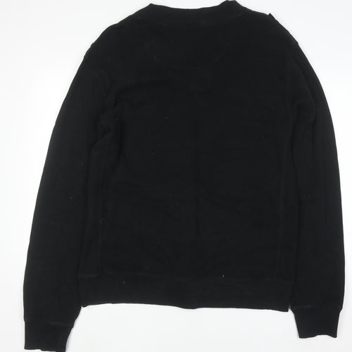 Next Men’s Black XL Cotton V-Neck Button Pullover Jumper