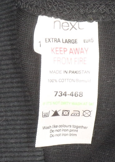 Next Men’s Black XL Cotton V-Neck Button Pullover Jumper