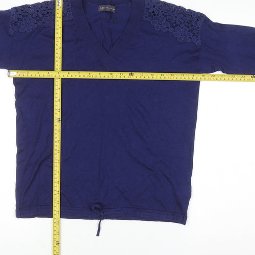 Marks and Spencer Women's Blue V-Neck Knit Jumper Size M