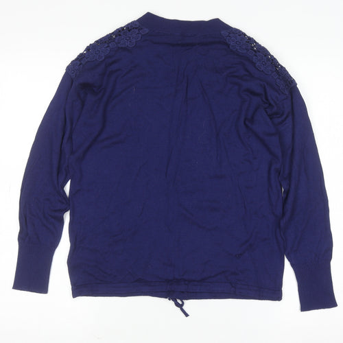 Marks and Spencer Women's Blue V-Neck Knit Jumper Size M