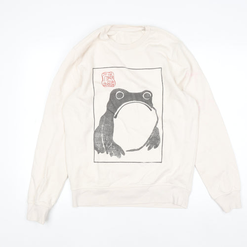 Stanley/Stella Women Ivory Cotton Pullover XS Frog Print Jumper