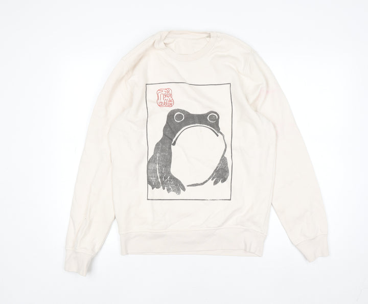 Stanley/Stella Women Ivory Cotton Pullover XS Frog Print Jumper