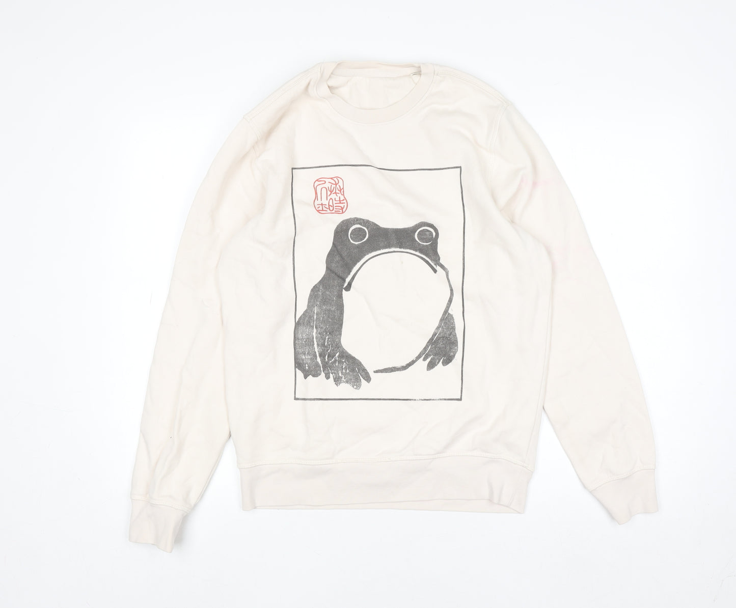 Stanley/Stella Women Ivory Cotton Pullover XS Frog Print Jumper