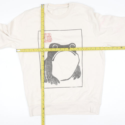 Stanley/Stella Women Ivory Cotton Pullover XS Frog Print Jumper