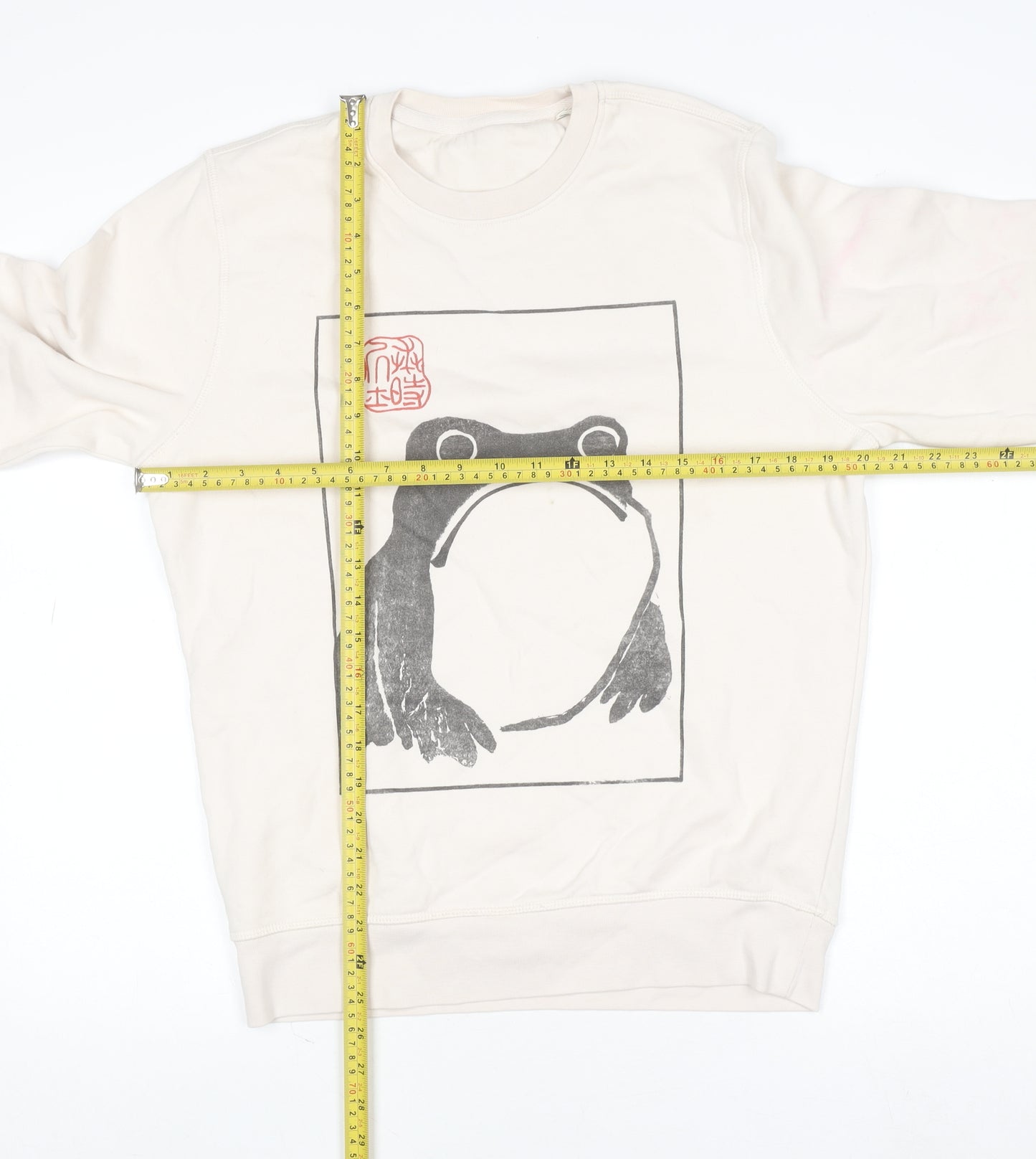 Stanley/Stella Women Ivory Cotton Pullover XS Frog Print Jumper