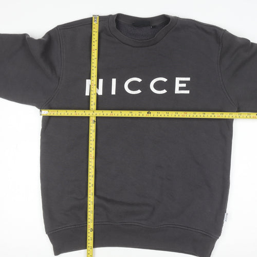 Nicce Womens Black Medium Pullover Sweatshirt Cotton Blend Logo Crew Neck