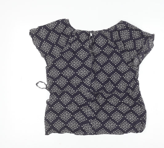 Gap Womens Blue Geometric Viscose Tunic Blouse XS