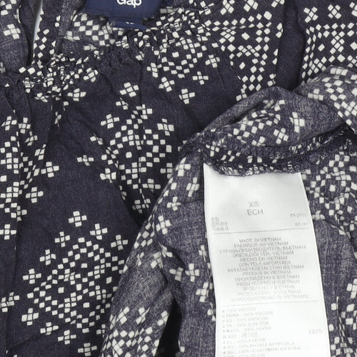 Gap Womens Blue Geometric Viscose Tunic Blouse XS
