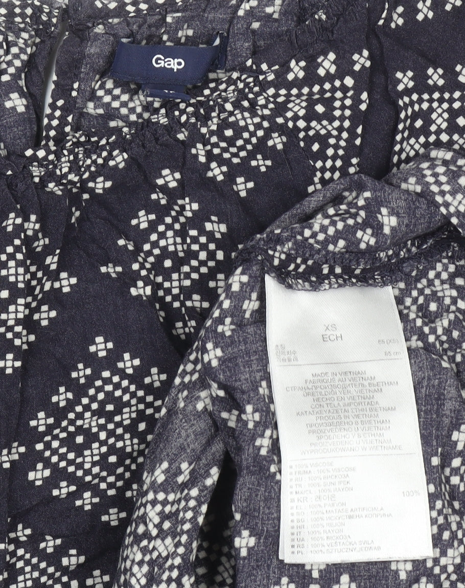 Gap Womens Blue Geometric Viscose Tunic Blouse XS
