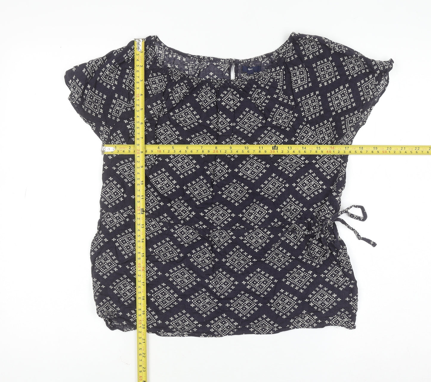 Gap Womens Blue Geometric Viscose Tunic Blouse XS