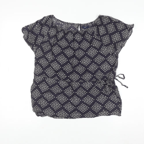 Gap Womens Blue Geometric Viscose Tunic Blouse XS