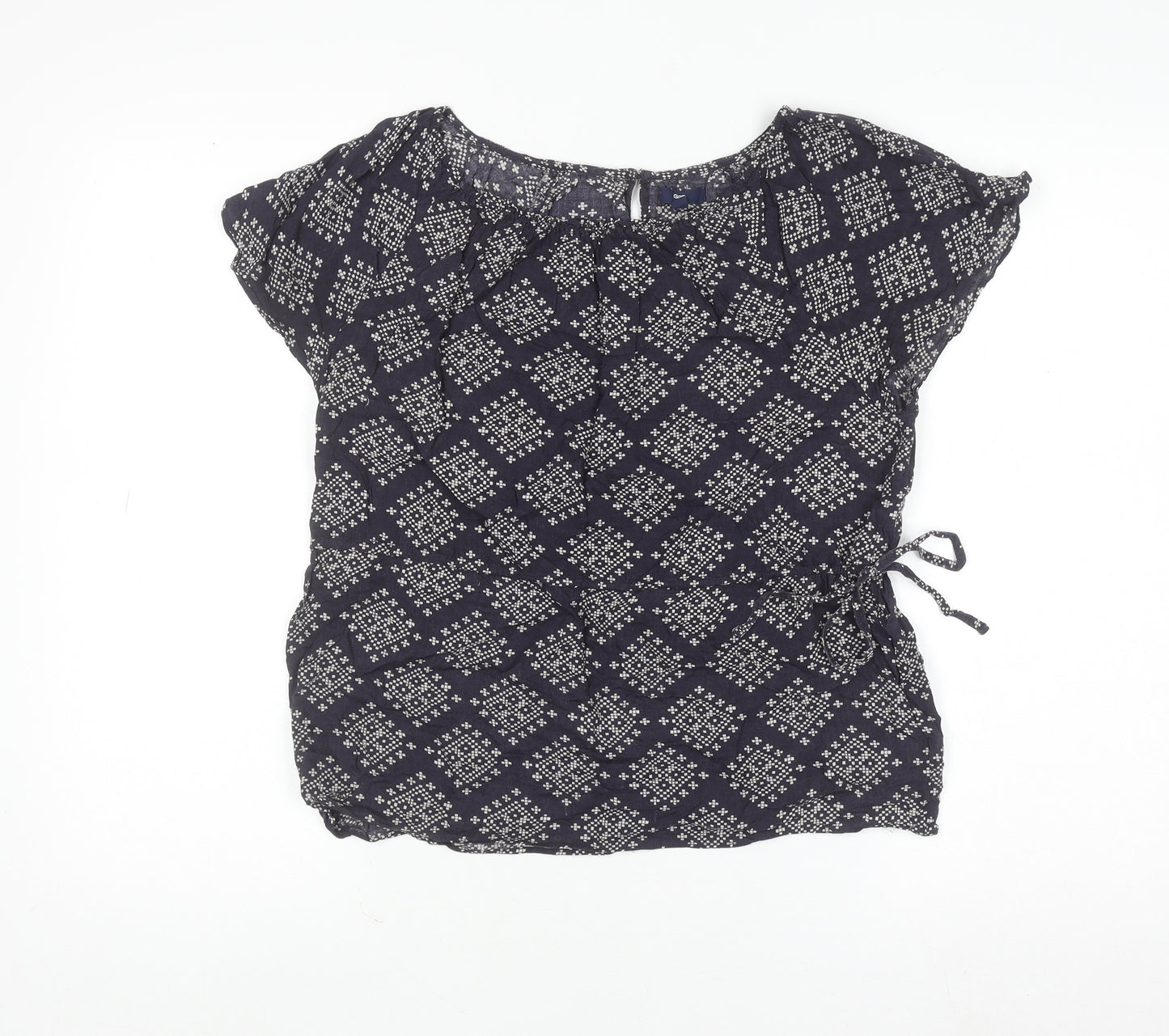 Gap Womens Blue Geometric Viscose Tunic Blouse XS