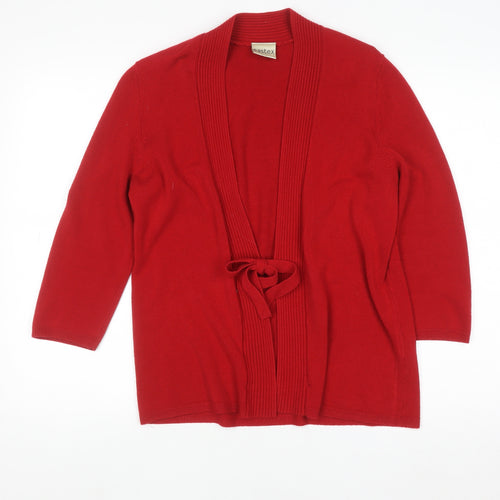 Eastex Women’s Red Tie Front Knit Cardigan UK 14 3/4 Sleeve
