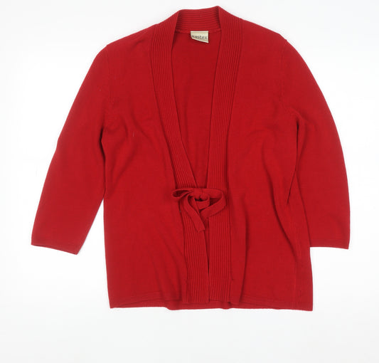 Eastex Women’s Red Tie Front Knit Cardigan UK 14 3/4 Sleeve