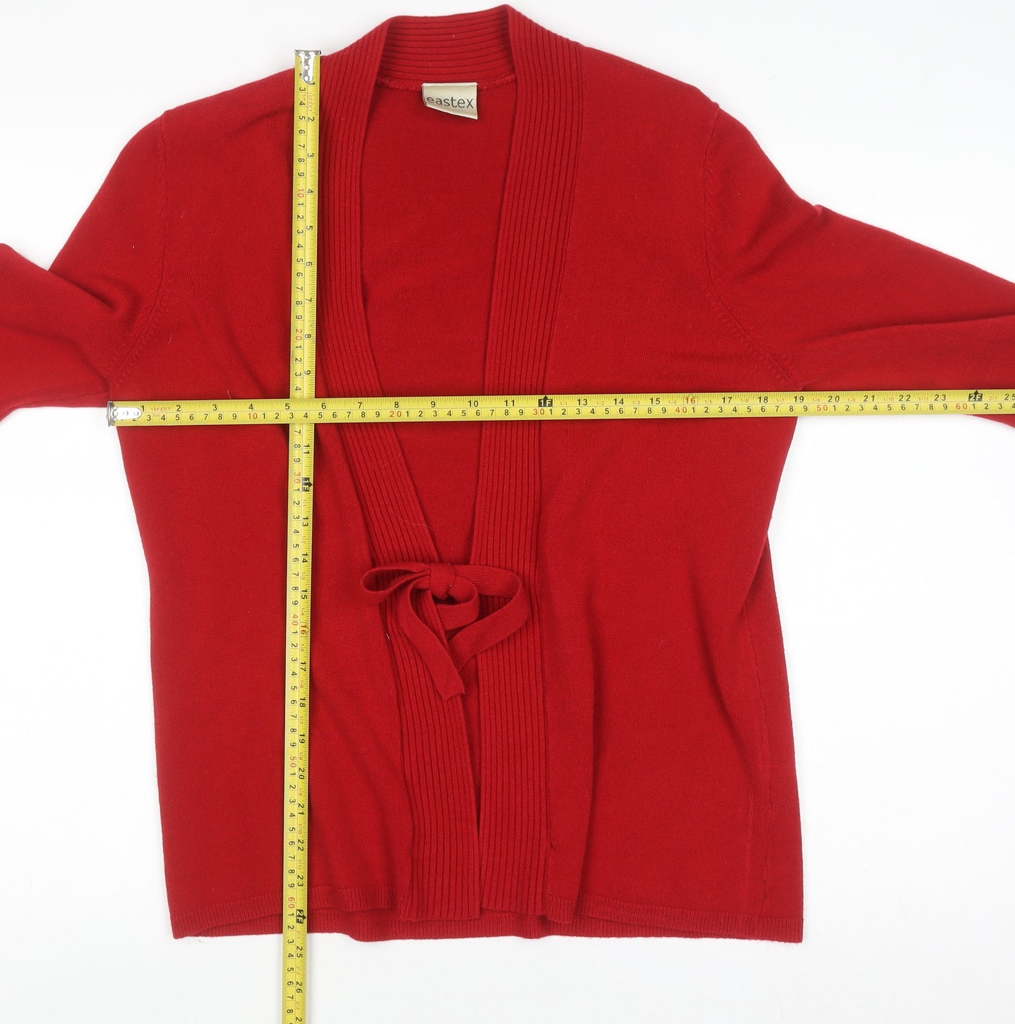 Eastex Women’s Red Tie Front Knit Cardigan UK 14 3/4 Sleeve