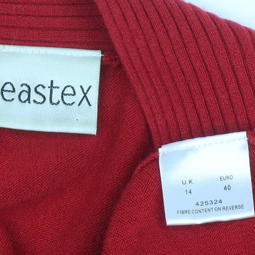 Eastex Women’s Red Tie Front Knit Cardigan UK 14 3/4 Sleeve