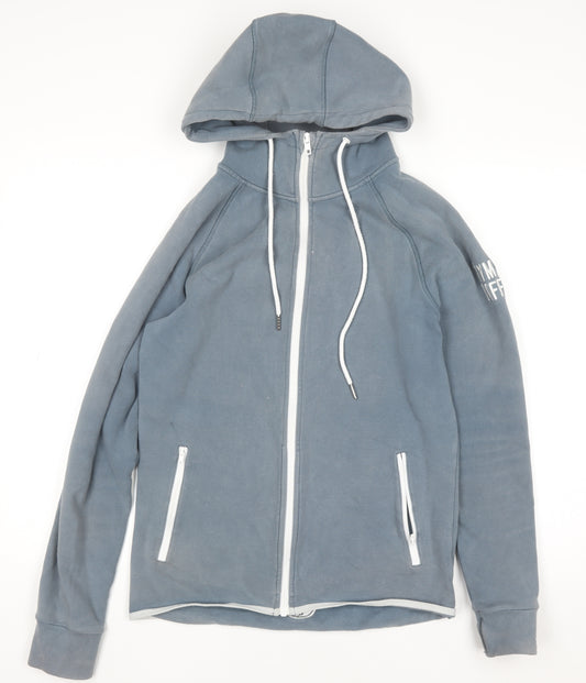 Gym+Coffee Womens Blue Full Zip Hoodie Size L Cotton Blend