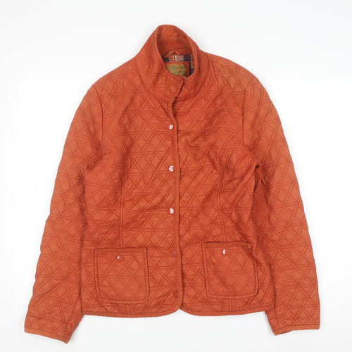 Denim Co Women’s Orange Quilted Jacket Size 14 Casual Mid-Length
