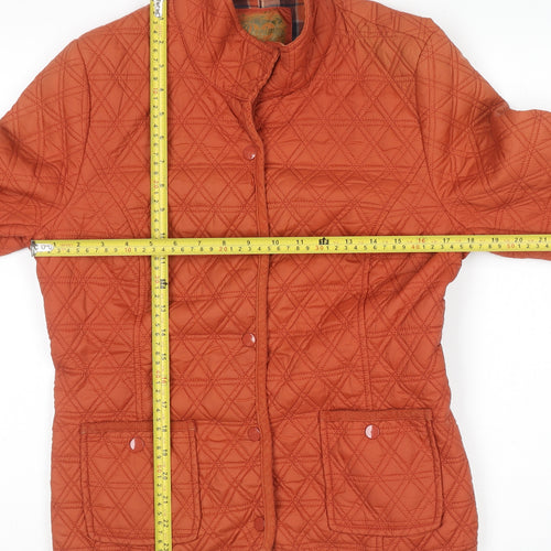 Denim Co Women’s Orange Quilted Jacket Size 14 Casual Mid-Length