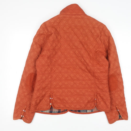 Denim Co Women’s Orange Quilted Jacket Size 14 Casual Mid-Length