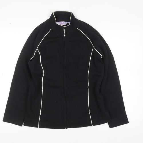 The Golf Co Women Black Small Full Zip Sweatshirt Cotton Blend