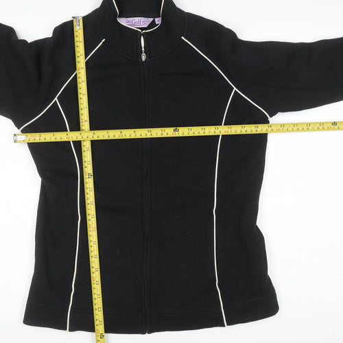The Golf Co Women Black Small Full Zip Sweatshirt Cotton Blend