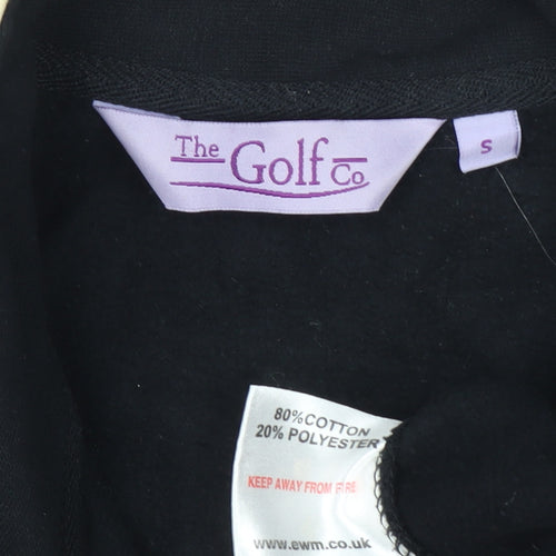 The Golf Co Women Black Small Full Zip Sweatshirt Cotton Blend