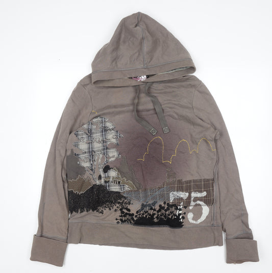 Next Women Brown Graphic Pullover Hoodie Size 18 Cotton Blend