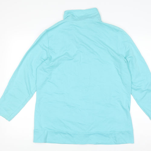 Quacker Factory Women Blue Rhinestone Full Zip Sweatshirt M