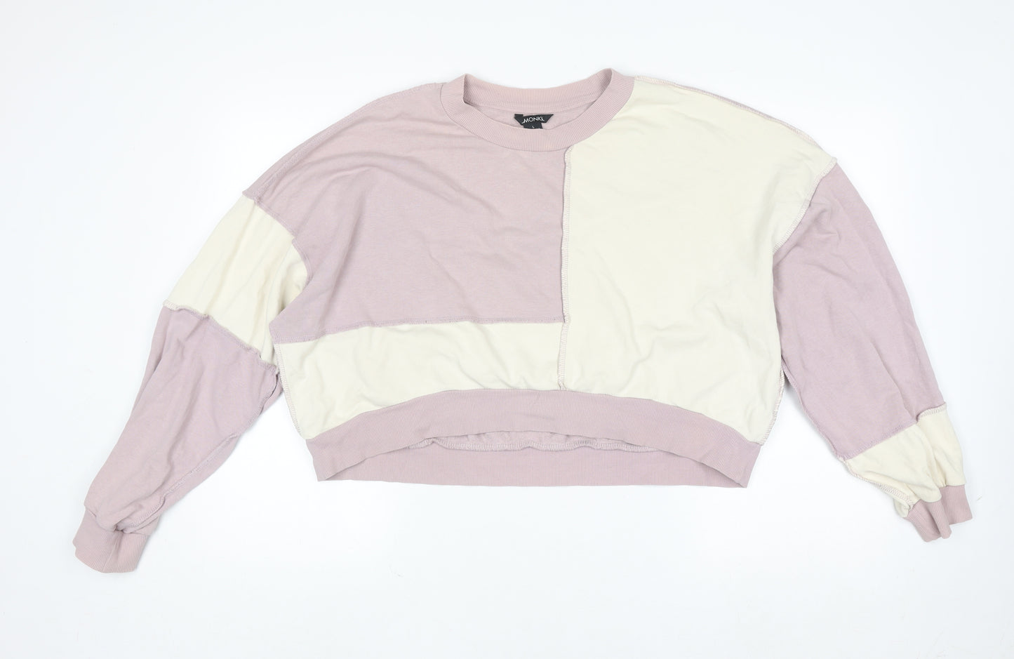 Monki Women’s Lilac & Cream Colourblock Pullover Sweatshirt Size L