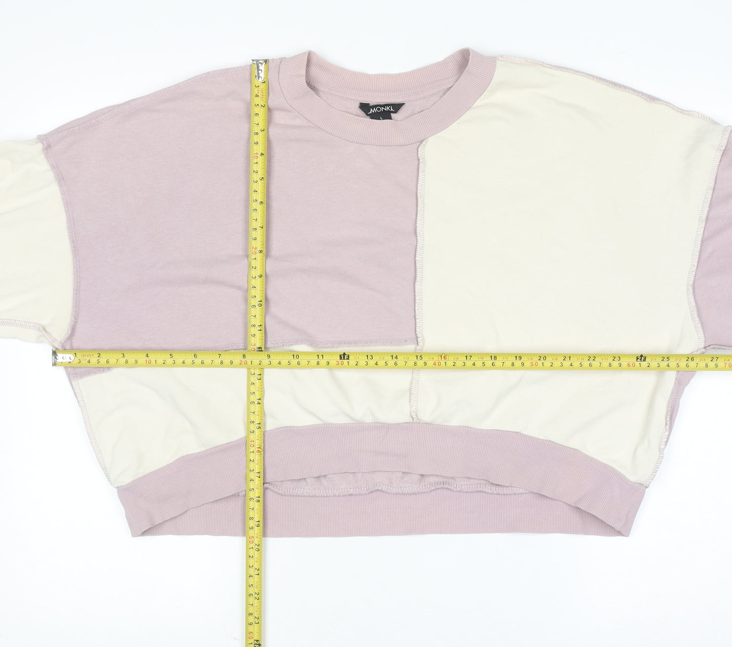 Monki Women’s Lilac & Cream Colourblock Pullover Sweatshirt Size L