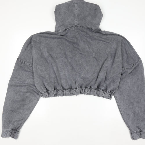 Boohoo Women Grey XL Cropped Full Zip Hoodie 100% Cotton