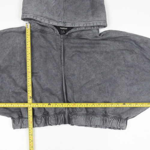 Boohoo Women Grey XL Cropped Full Zip Hoodie 100% Cotton