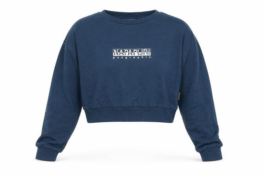 Front view of Napapijri Women Blue Medium Crew Neck Pullover Sweatshirt