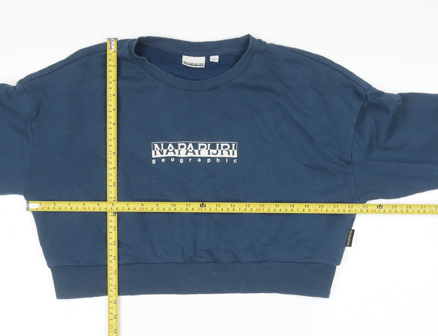 Napapijri Women Blue Medium Crew Neck Pullover Sweatshirt