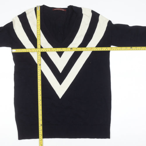 Comptoir des Cotonniers Unisex Blue XS V-Neck Wool Blend Jumper