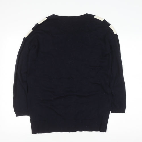 Comptoir des Cotonniers Unisex Blue XS V-Neck Wool Blend Jumper