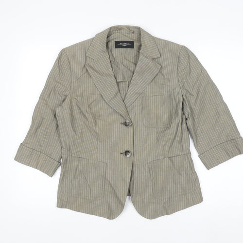 Max Mara Weekend Women Grey Striped Linen Blazer Size 12