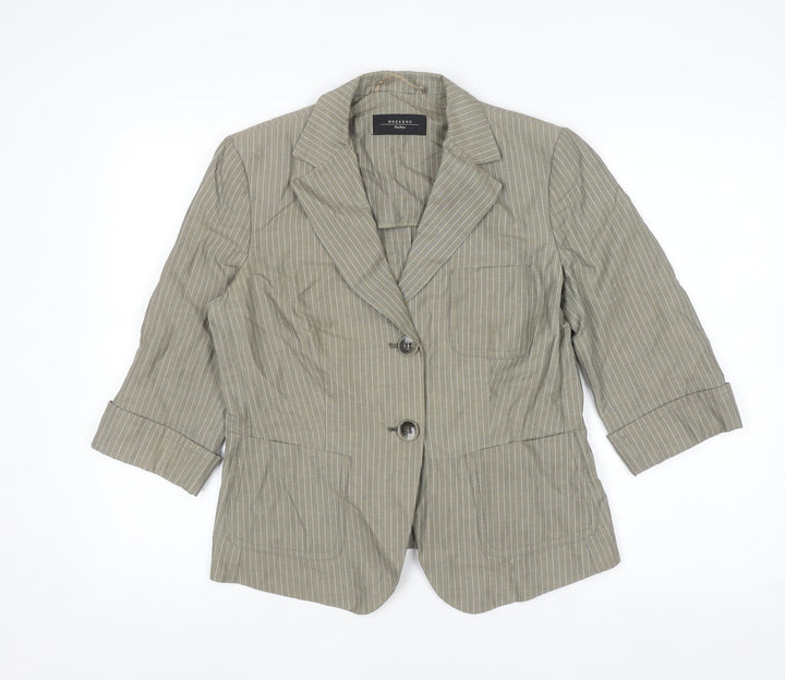 Max Mara Weekend Women Grey Striped Linen Blazer Size 12
