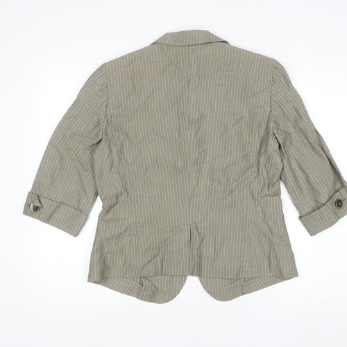 Max Mara Weekend Women Grey Striped Linen Blazer Size 12
