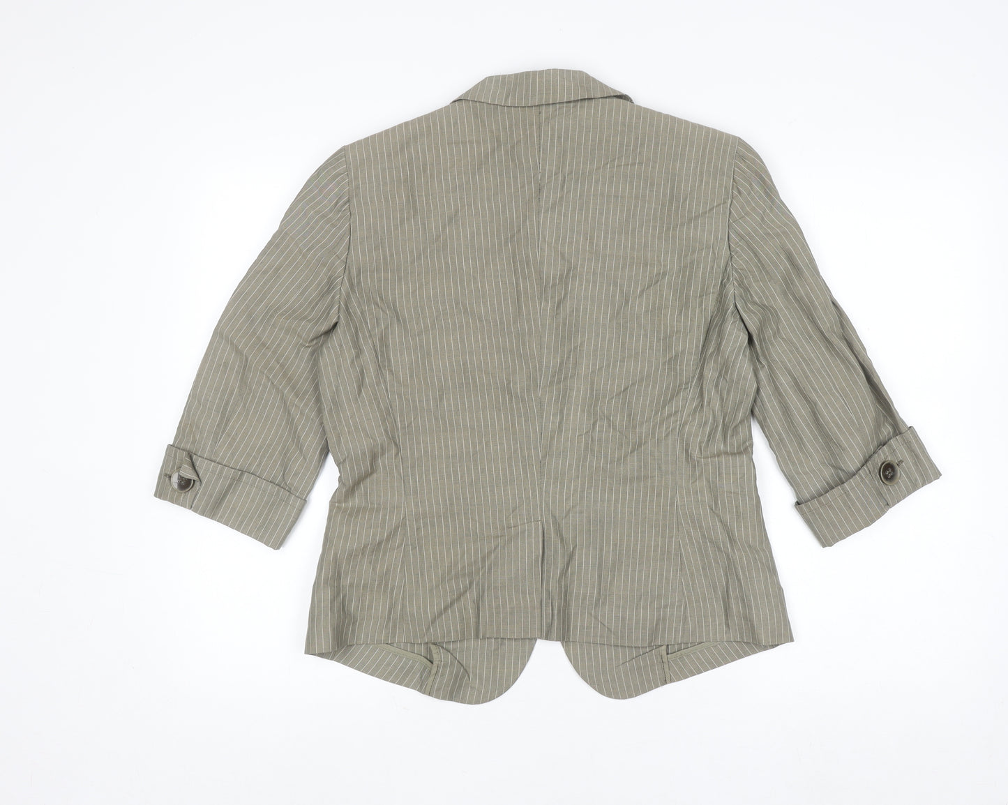 Max Mara Weekend Women Grey Striped Linen Blazer Size 12