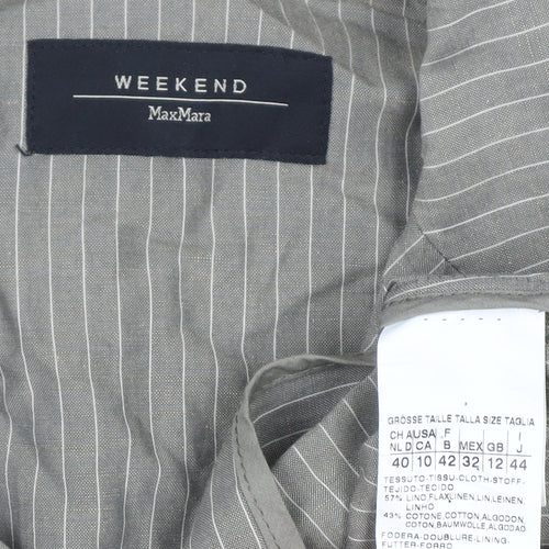 Max Mara Weekend Women Grey Striped Linen Blazer Size 12