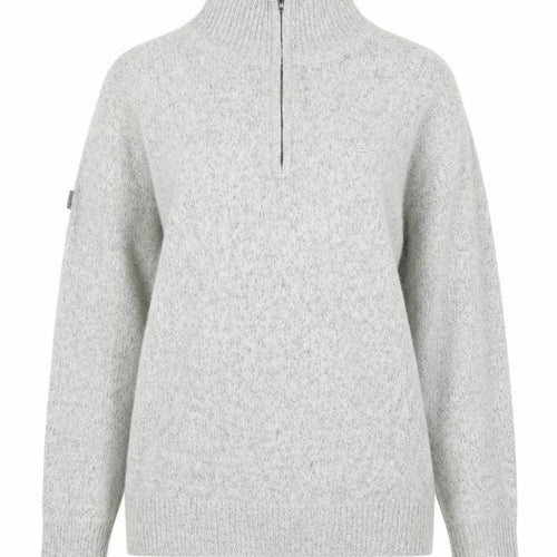 Superdry Women’s Grey Wool Blend 1/4 Zip High Neck Jumper Size L